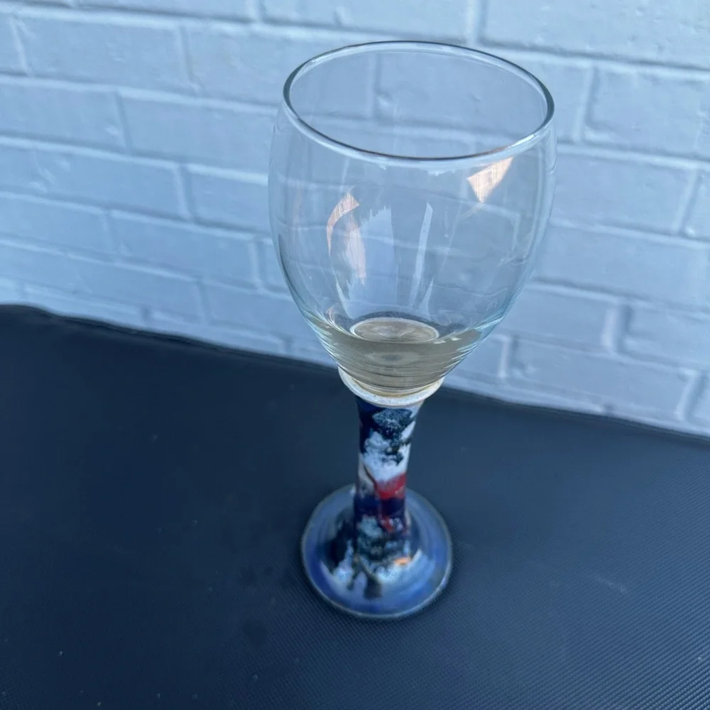 Buie Pottery Gatlinburg, Tennessee Signed Stoneware Wine Glass 9” tall. Like New